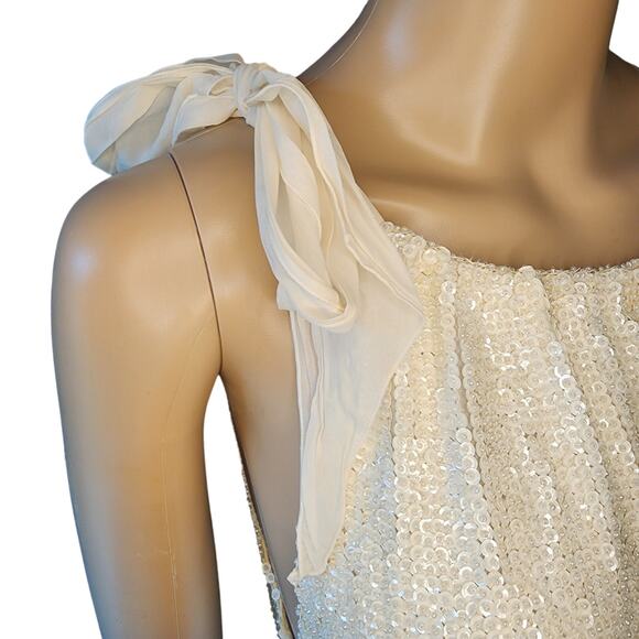 P.A.R.O.S.H. Sz M Ivory 97% Silk Heavily Beaded Sequined Tank Blouse EUC - Picture 2 of 7